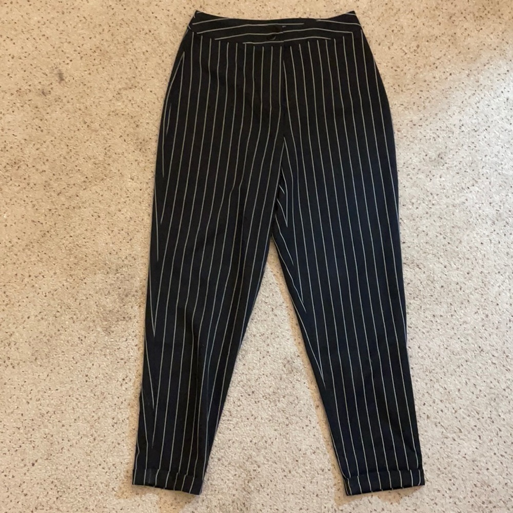 Nasty Gal black and white striped pants. US Size 4